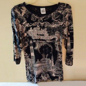 CREATIVE APPAREL SOUTH CAROLINA SOUTHERN 3/4 SLEEVE TOP SIZE M NWOT